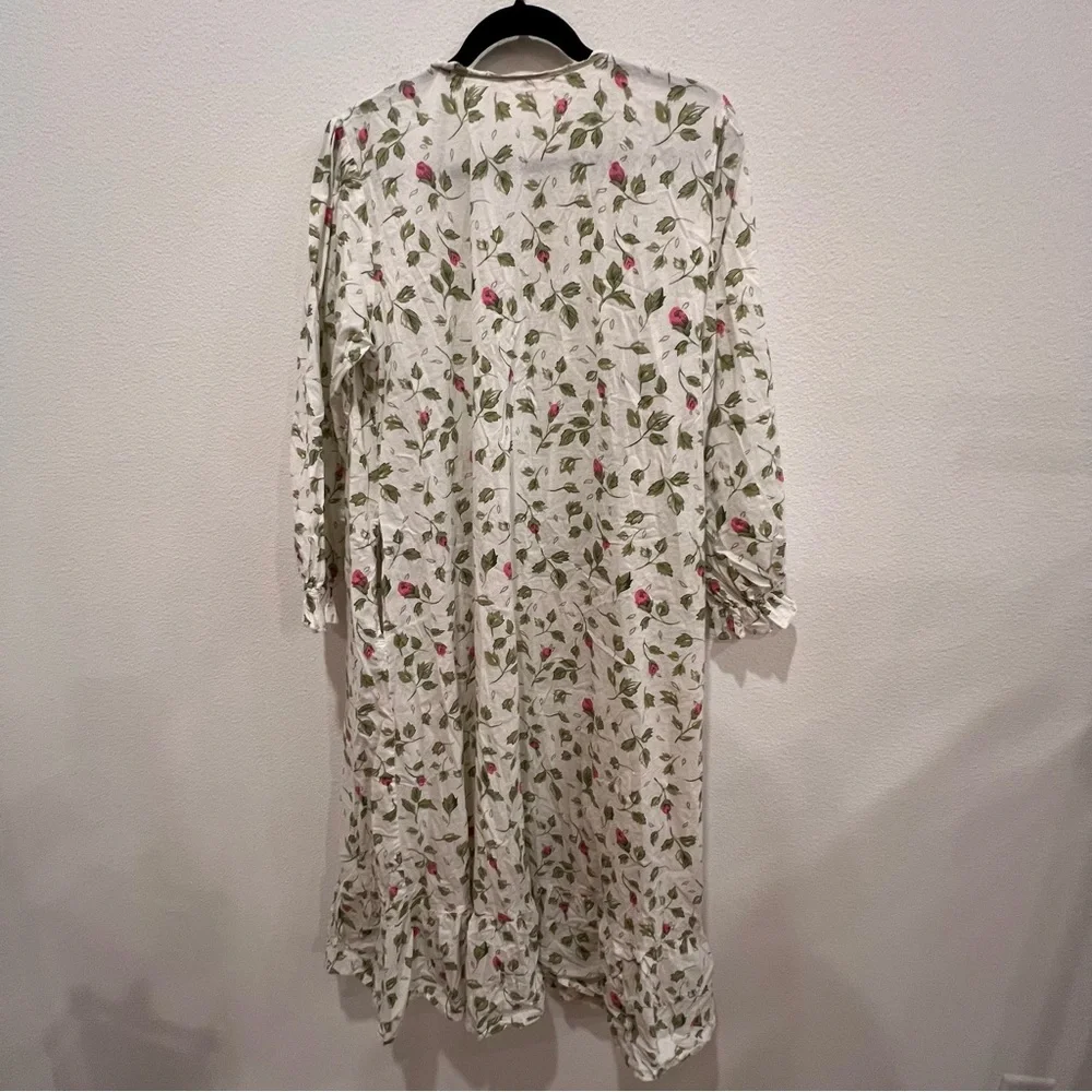 LA CERA Women's 100% Cotton Rose Vine Robe dress medium cottagecore prairie - Picture 6 of 10